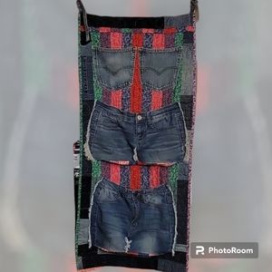 Upcycled Molly Made It Organizer Hand crafted denim & colorful quilted storage